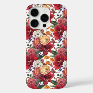 Coques iPhone 16 Pro Amaryllis et Chrysanthèmes Motif floral