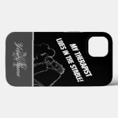 Coques Case-Mate iPhone Amateurs de chevaux : Mon thérapeute vit dans l'éc (Verso (horizontal))