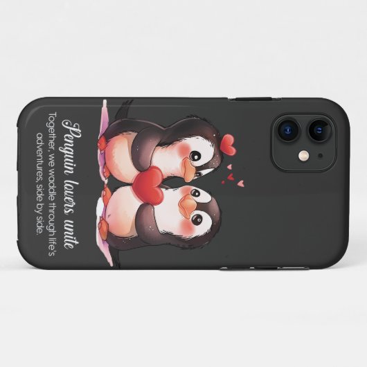 Coques Case-Mate iPhone Amateurs de pingouins - Saint Valentin (Dos (Horizontal))