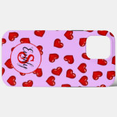 Coques Case-Mate iPhone Amateurs élégants Coeur rouge motif sur Ca mauve d (Verso (horizontal))