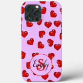 Coques Case-Mate iPhone Amateurs élégants Coeur rouge motif sur Ca mauve d (Verso)
