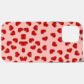 Coques Case-Mate iPhone Amateurs mignons motif coeur rouge sur rose pâle (Verso (horizontal))