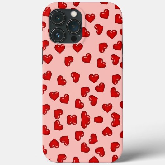 Coques Case-Mate iPhone Amateurs mignons motif coeur rouge sur rose pâle (Verso)
