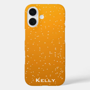 Coques iPhone 16 Amber Ale Bubbles avec votre nom