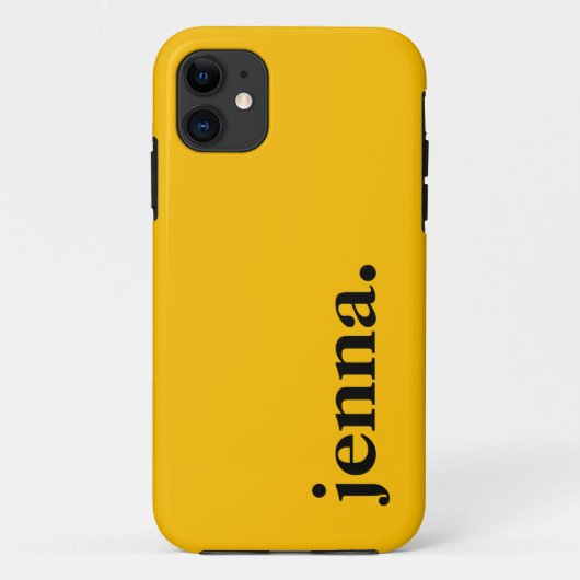 Coques Case-Mate iPhone Ambre Jaune Couleur Solide Nom élégant (Dos)