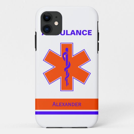 Coques Case-Mate iPhone Ambulance personnalisée orange et bleu étoile de v (Dos)