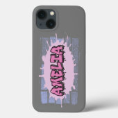 Coques Case-Mate iPhone AMELIA Votre nom Filles Hip hop de graffiti rose (Verso)