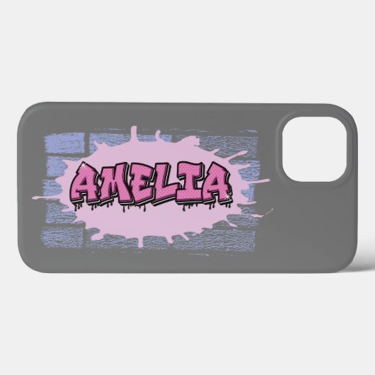 Coques Case-Mate iPhone AMELIA Votre nom Filles Hip hop de graffiti rose (Verso (horizontal))