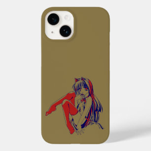 Coque Pour iPhone 14 Américain Manga Neko Catgirl Kawaii Anime