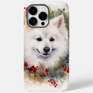 Coque Pour Pour iPhone 14 Pro Max American Eskimo Christmas Wreath Festive Pup