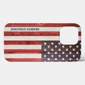 Coques Case-Mate iPhone American Flag Engraved on Bamboo Wood (Verso (horizontal))