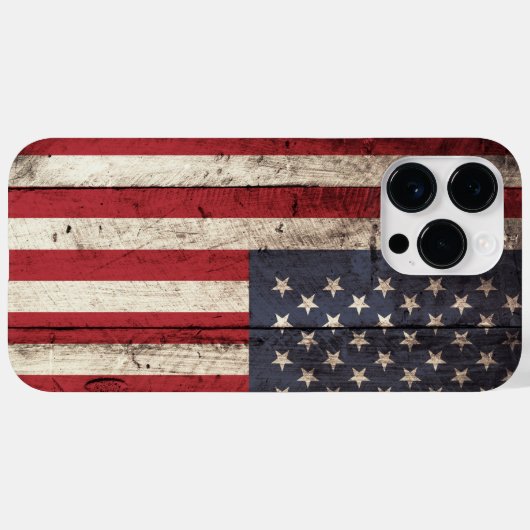 Coques Case-Mate iPhone American Flag on old Wood Grain (Verso (horizontal))