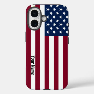 Coques iPhone 16 American Flag with Custom Text 