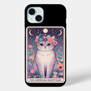 Coque iPhone 15 Mini American Shorthair Cat - Collection de cartes Taro