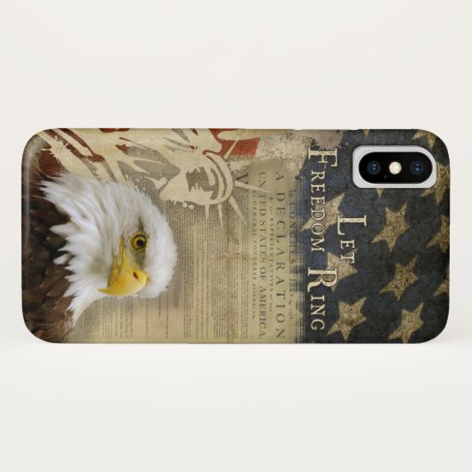 Coques Case-Mate iPhone Americana laissez le drapeau d'Eagle chauve (Dos (Horizontal))