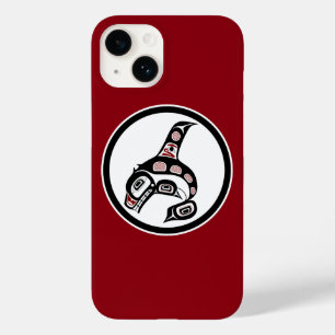 Coque Pour iPhone 14 Amérindien Red Black Haida Art Tueur baleine