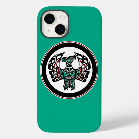 Coques Case-Mate iPhone Amérindien rouge noir Vecteur Art Thunderbird (Verso)
