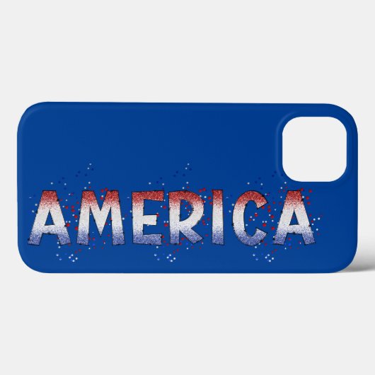 Coques Case-Mate iPhone Amérique Patriotique Shimmer Word Art (Verso (horizontal))