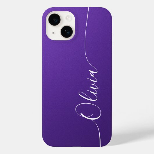 Coques Case-Mate iPhone Améthyste Blanc Élégant Calligraphie Script Nom (Verso)