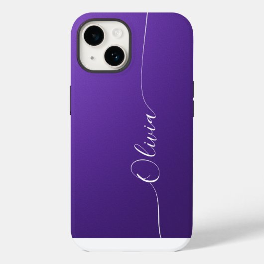 Coques Case-Mate iPhone Améthyste Blanc Élégant Calligraphie Script Nom (Verso)