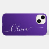 Coques Case-Mate iPhone Améthyste Blanc Élégant Calligraphie Script Nom (Verso (horizontal))