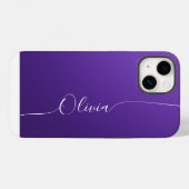 Coques Case-Mate iPhone Améthyste Blanc Élégant Calligraphie Script Nom (Verso (horizontal))
