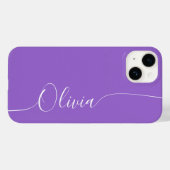 Coques Case-Mate iPhone Améthyste Élégant Calligraphie Script Nom Blanc (Verso (horizontal))