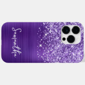 Coques Case-Mate iPhone Améthyste Pailletée Violet Glam Nom (Verso (horizontal))