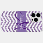 Coques Case-Mate iPhone Améthyste Paillettes Chevron Monogramme Noir et Bl (Verso (horizontal))