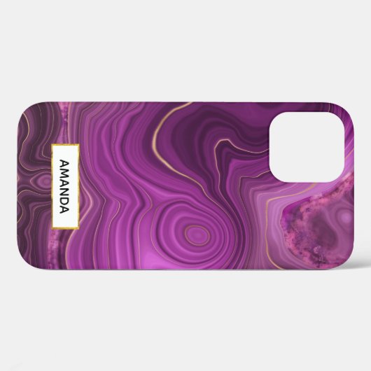 Coques Case-Mate iPhone Améthyste Violet Et Agate Abstrait Or (Verso (horizontal))
