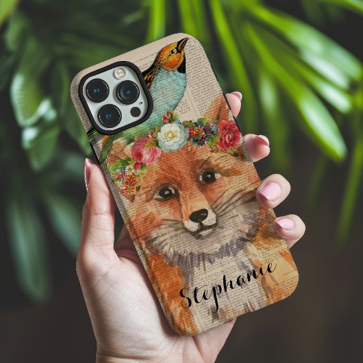 Coques Case-Mate iPhone Amis floral Foxy aquarelle Nom personnalisé