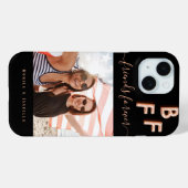Coques Case-Mate iPhone Amis noir rose or photo besties bff noms (Verso (horizontal))