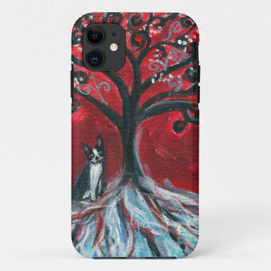 Coques Case-Mate iPhone Amour d'arbre de Boston Terrier (Dos)