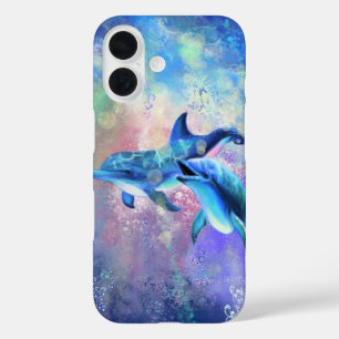 Coques iPhone 16 Amour de la famille des dauphins