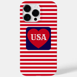 Coque Pour Pour iPhone 14 Pro Max Amour des États-Unis Patriotique Rouge Blanc Bleu