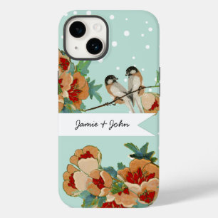 Coques Pour iPhone Amour d'oiseau de cerisier fleuri vintage pêche me