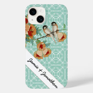 Coques Pour iPhone Amour d'oiseau vintage cerisier en fleur pêche men