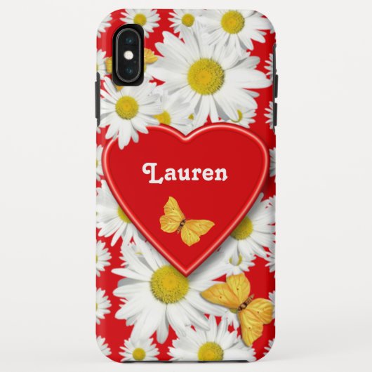 Coques Case-Mate iPhone Amour d'or de jardin de marguerite de papillons (Dos)