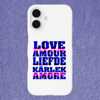 Amour en différentes langues Coeur rose et bleu