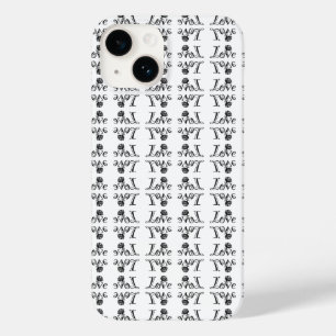 Coque Pour iPhone 14 Amour en fleurs : Typographie avec une rose intégr