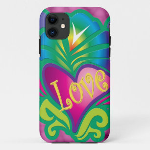 Coques Pour iPhone Amour et coeur hippie coloré