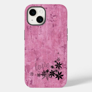 Coque Pour iPhone 14 AMOUR Fleurs roses Boîtier téléphonique