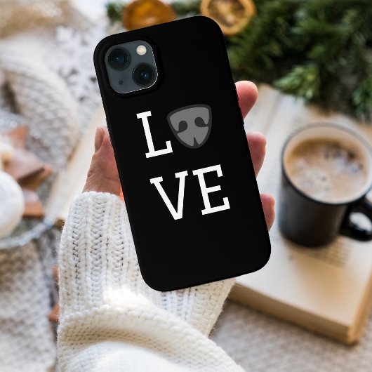 Coques Case-Mate iPhone Amour personnalisé avec nez de chien mignon, noir