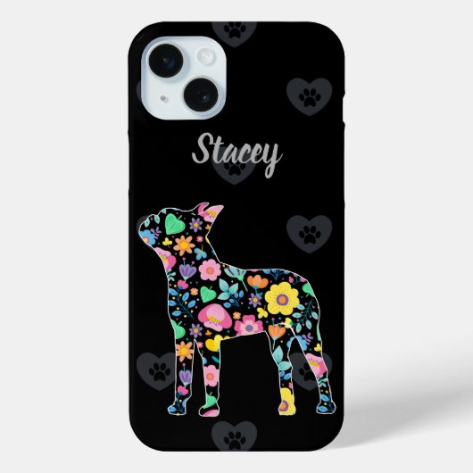 Coques Case-Mate iPhone Amour personnalisé Mon Boston Terrier design flora (Verso)