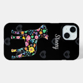 Coques Case-Mate iPhone Amour personnalisé Mon Boston Terrier design flora (Verso (horizontal))