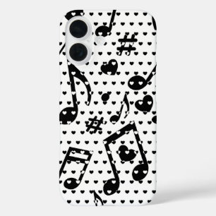 Coques iPhone 16 Amour Pour La Musique Style Noir Et Blanc