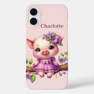Coques iPhone 16 Plus Amoureux de cochons amusants ajoutez votre nom