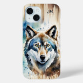 Coques Case-Mate iPhone Amoureux des animaux Wolf aquarelle (Verso)
