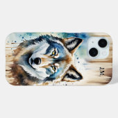 Coques Case-Mate iPhone Amoureux des animaux Wolf aquarelle (Verso (horizontal))