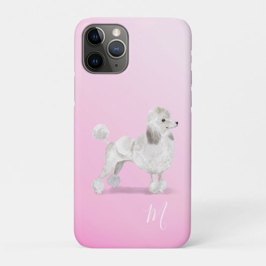 Coques Case-Mate iPhone Amoureux des chiens Pink Poodle mignon Monogramme (Dos)